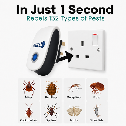 BugShield | Ultrasonic Pest Repeller for Mites, Fleas, Bed Bugs, Moths & Silverfish